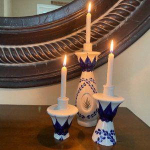 Set of three Clase Azul repurposed candle holders.